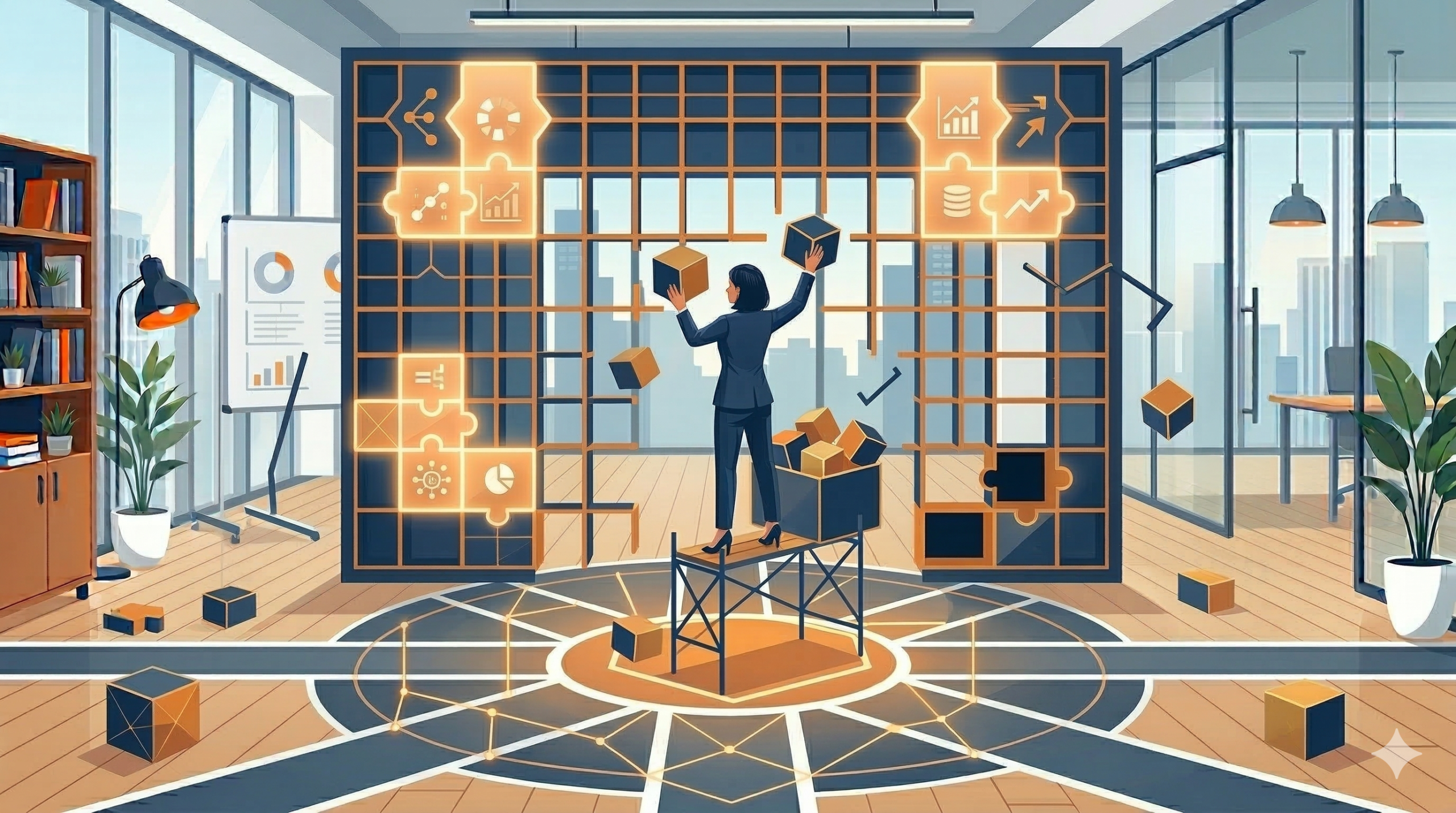 限られた情報の中で最善の答えを導き出す曖昧耐性の概念を示すイラスト